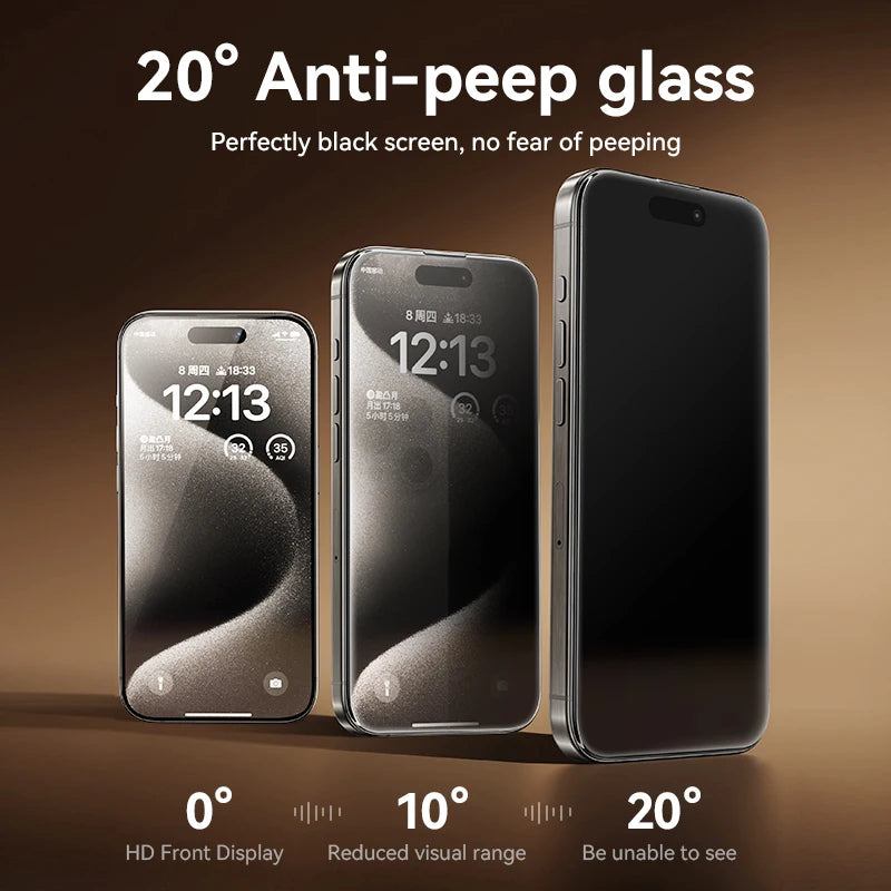 Joyroom 1/2Pcs Anti-spy Glass For iPhone 17 16 15 14 Pro Max Glass For iPhone 17 16 15 14 13 12 Pro Max Privacy Screen Protector