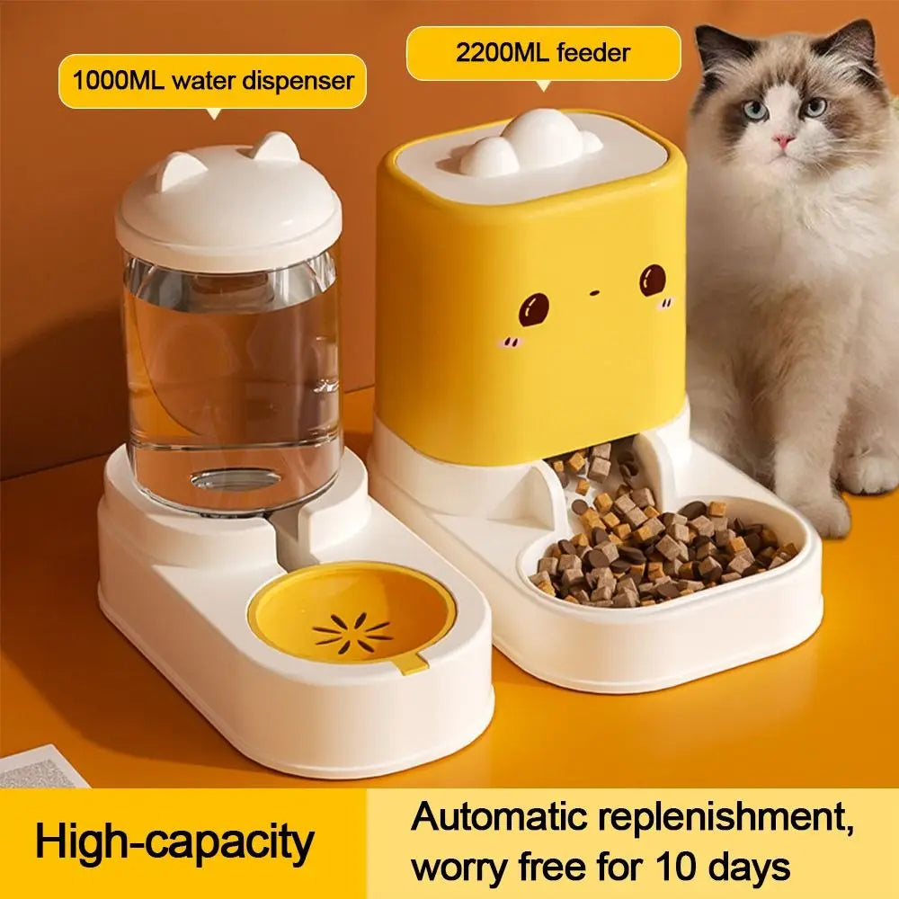 Cute Automatic Cat Feeder Large Capacity No Lag Pet Water Dispenser Convenient Cat Shape Cat Food Dispenser Pet Supplies