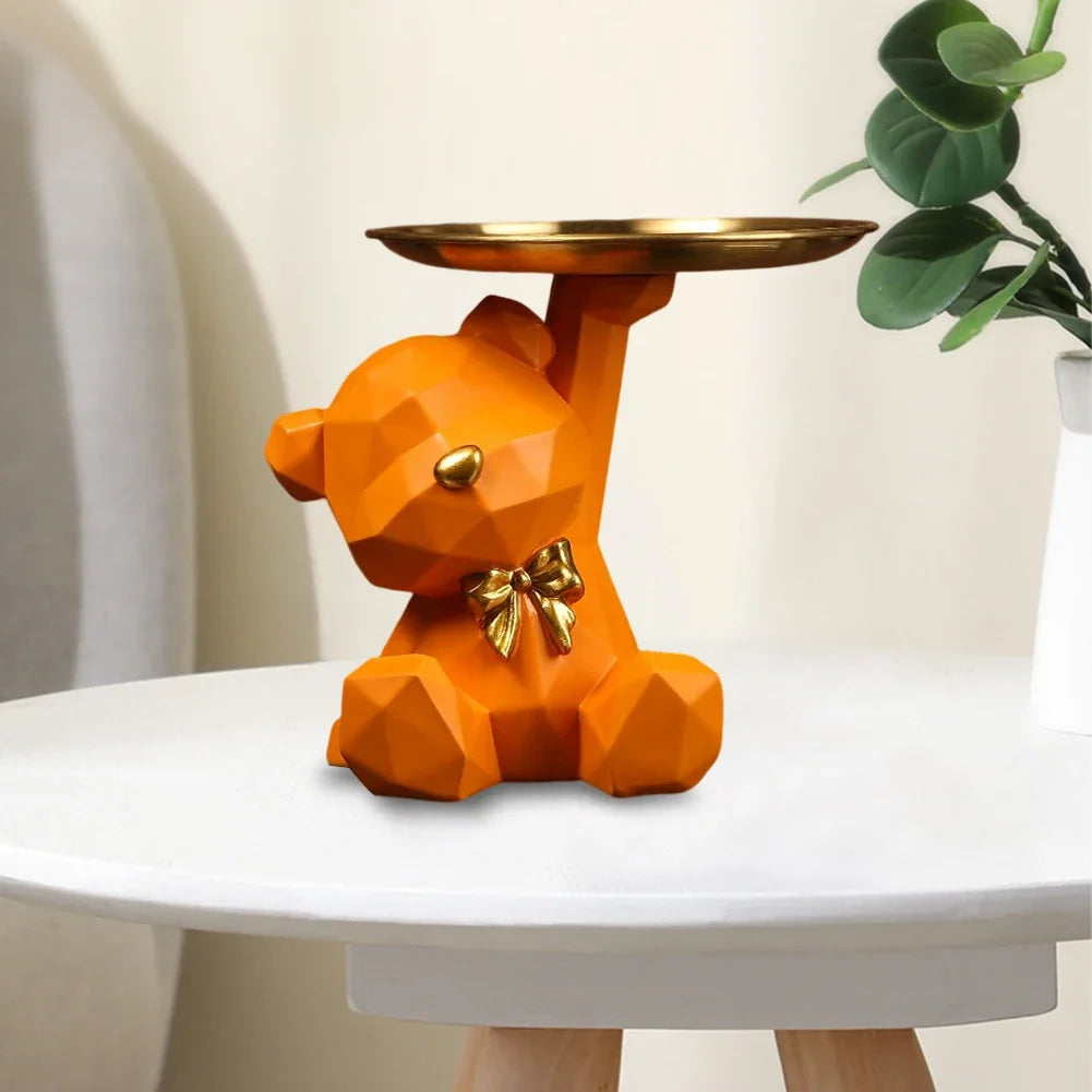 Resin Storage Box Crafts Geometric Bear Resin Desk Decoration Candy Sundries Household Supplies for Office Coffee Shop