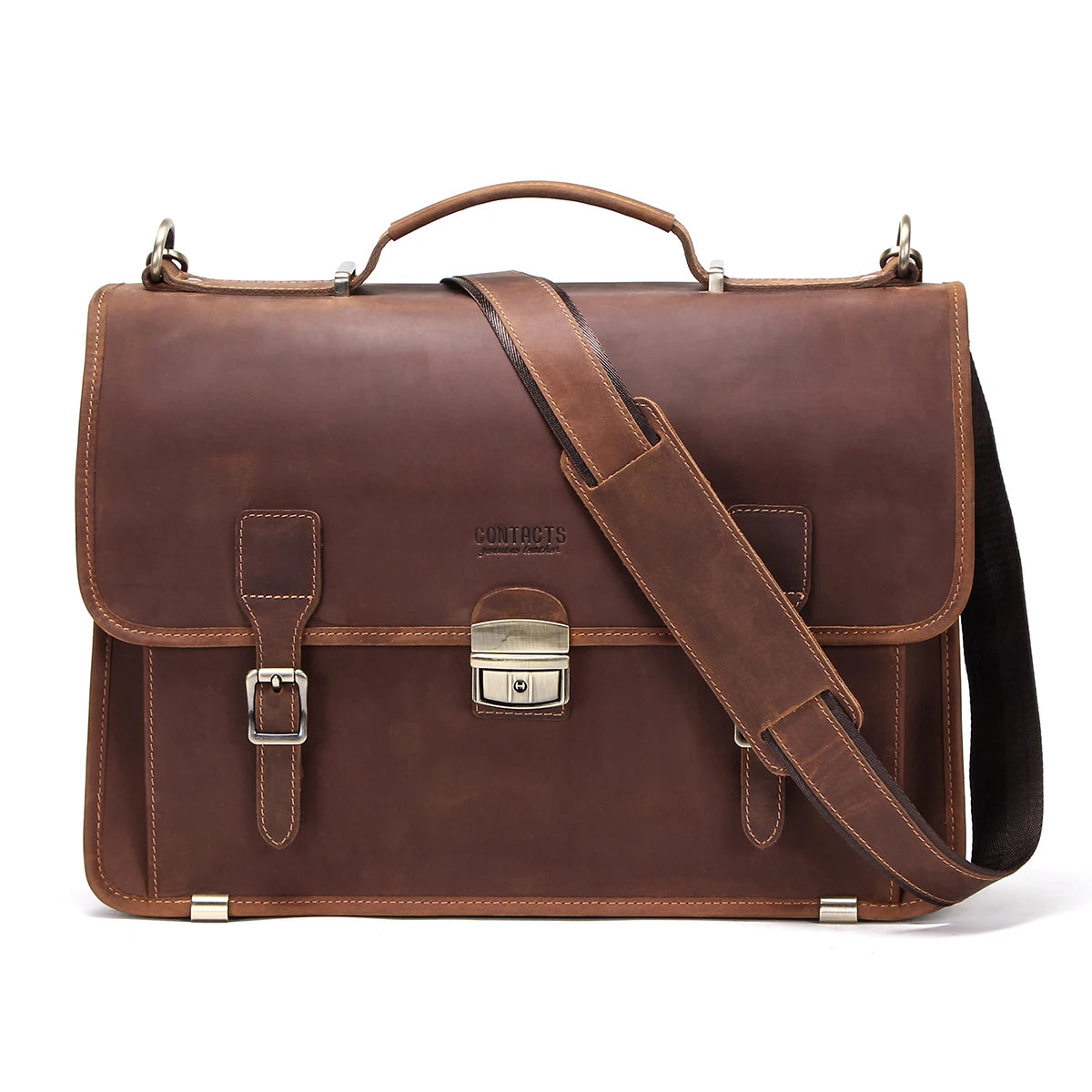 CONTACT'S Genuine Leather Business Bags for Men High Quality Briefcase Office Bag Male Tote Laptop Bags Portfolio Bag Document