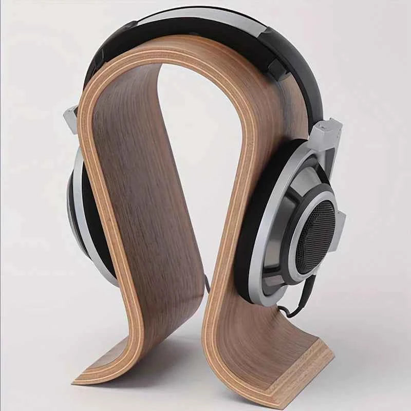TTAKA7 U-Shape Wooden Headphone Stand – Retro Walnut Desk Holder