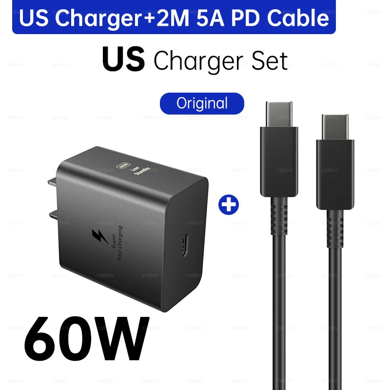 Samsung S26 Ultra original 60W Charger PD Type C Adapter EU Plug Fast Charge Samsung S25+ S25 S24 S23 S22 Ultra A57 Tab S10 S9