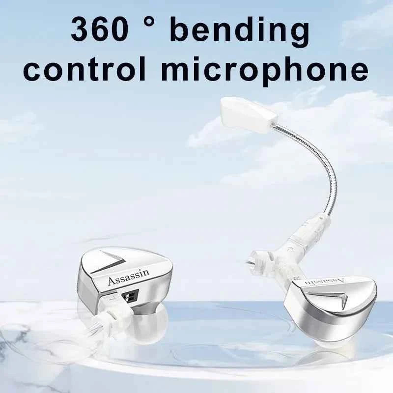 CVJ Assassin Silver in Ear Earphones 1BA+1DD+1Vibrate Game Mode HIFI Microphone Hybrid Tuning Switch Wired Earbuds IEM Headphone