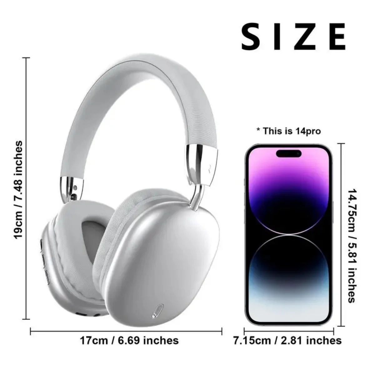 Wireless Bluetooth Headphones, Hi-Res Audio, Foldable & Lightweight, Deep Bass, Long Battery Life