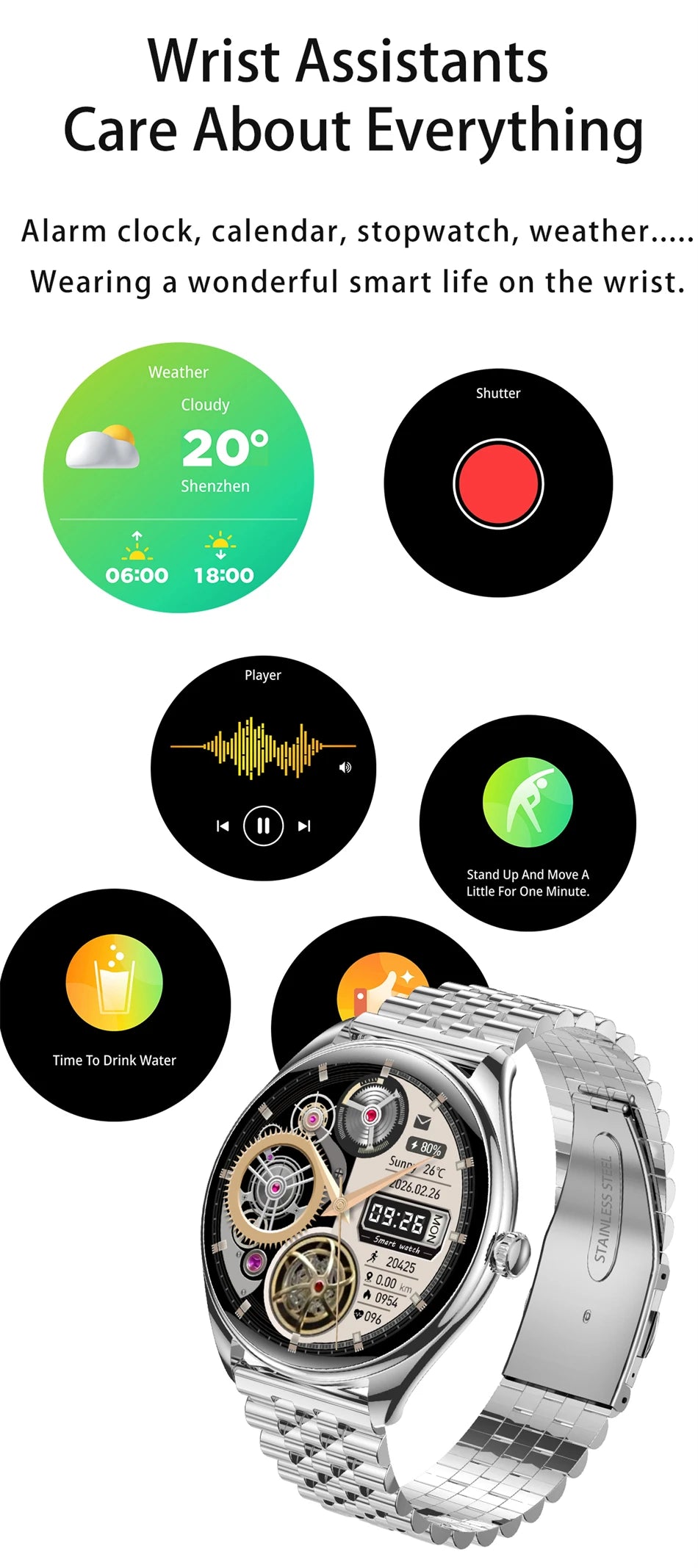 New Ultra Thin SmartWatch Men AMOLED 3D Screen Always Show Time Sports Fitness Waterproof Heart Rate Bluetooth Call Smartwatches