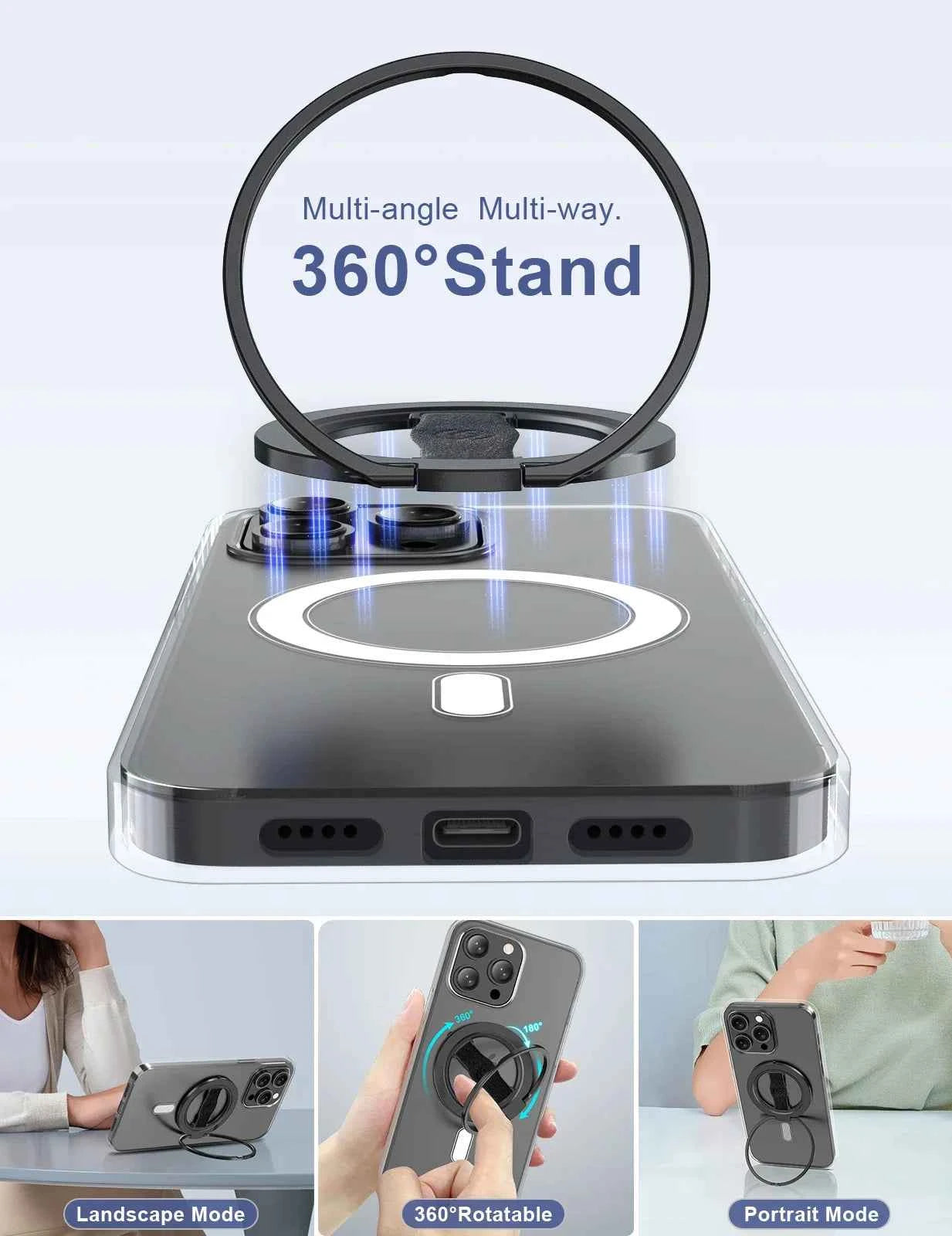 EWA MagOne 3rd Gen Compatible with MagSafe Phone Holder, Removable Magnetic Ring Holder Kickstand Ring for iPhone 16,15,14,13,