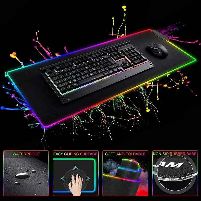 Large RGB Mouse Pad Koi Fish Gaming Mousepad LED Mouse Mat Gamer Mousepads Yin Yang Desk Pads RGB Keyboard Mause Mats XXL 100x50