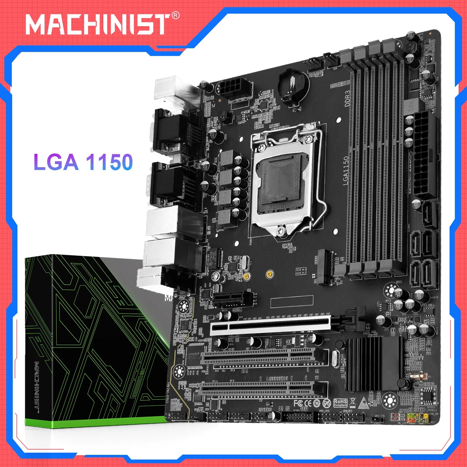MACHINIST H97M PRO Motherboard Support  LGA 1150 Intel Core I3 I5 I7 E3 CPU DDR3 RAM SATA3.0 USB3.0 NVME NGFF M.2 M-ATX - WinSupport Tech