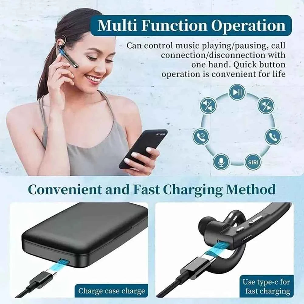 Newest Wireless Headphones Business Bluetooth v5.3 Earphones Hands-free Call Mic Noise Cancelling Headset Earbuds for Driving
