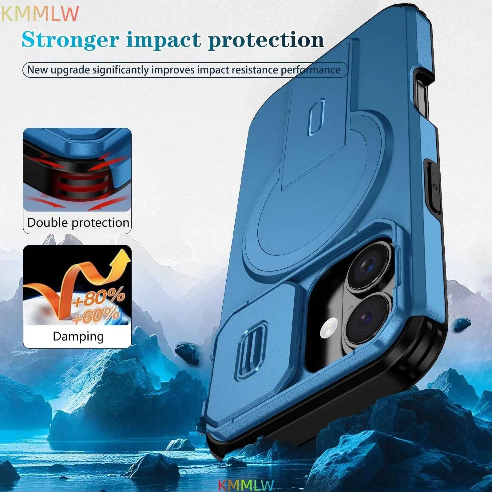 Lens Protect Camera Phone Case for iPhone 16 15 14 13 12 11 Pro Max Plus 16e Magnetic Kickstand Cover