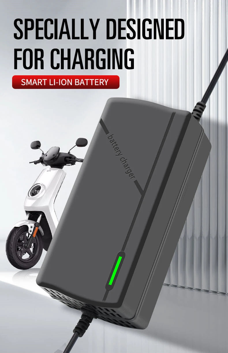 36V 48V Charger 2A 5A 10S 13S Lithium-ion Battery Pack Charger 42V 54.6V 5A Intelligent Fast Charging EU Plug With Cooling Fan