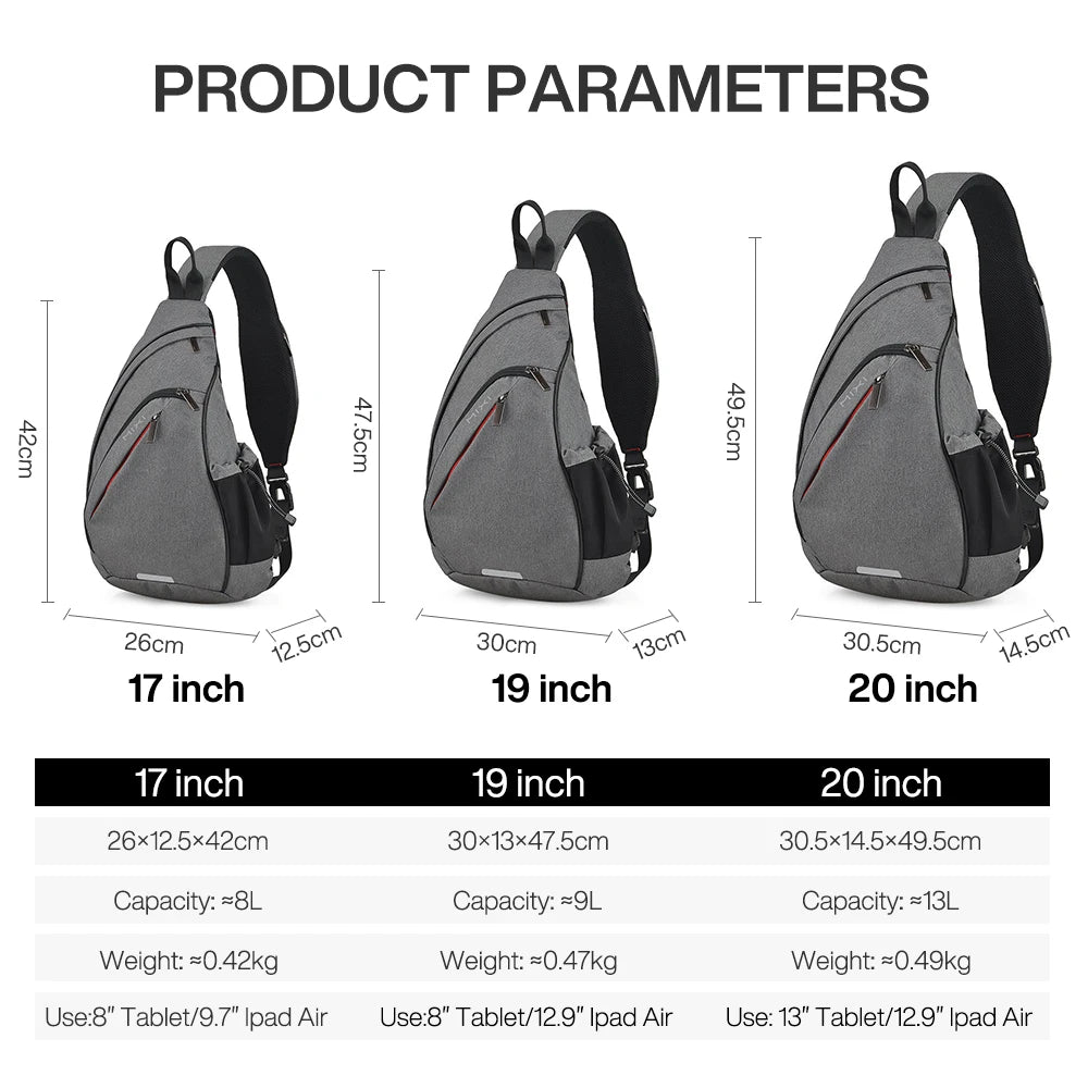 Mixi One Shoulder Backpack Crossbody Sling Bag – USB Charging Sports Travel Bag for Men & Women, Lightweight Cycling & School Backpack