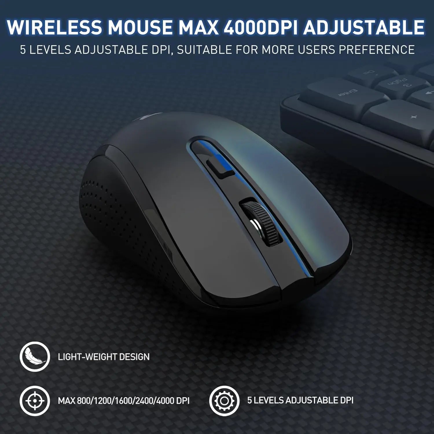 Redragon BS7634 104 Keys Wireless Keyboard And Mouse Combo 2.4Ghz Low-Profile Membrane Keyboard with Low Profile Design