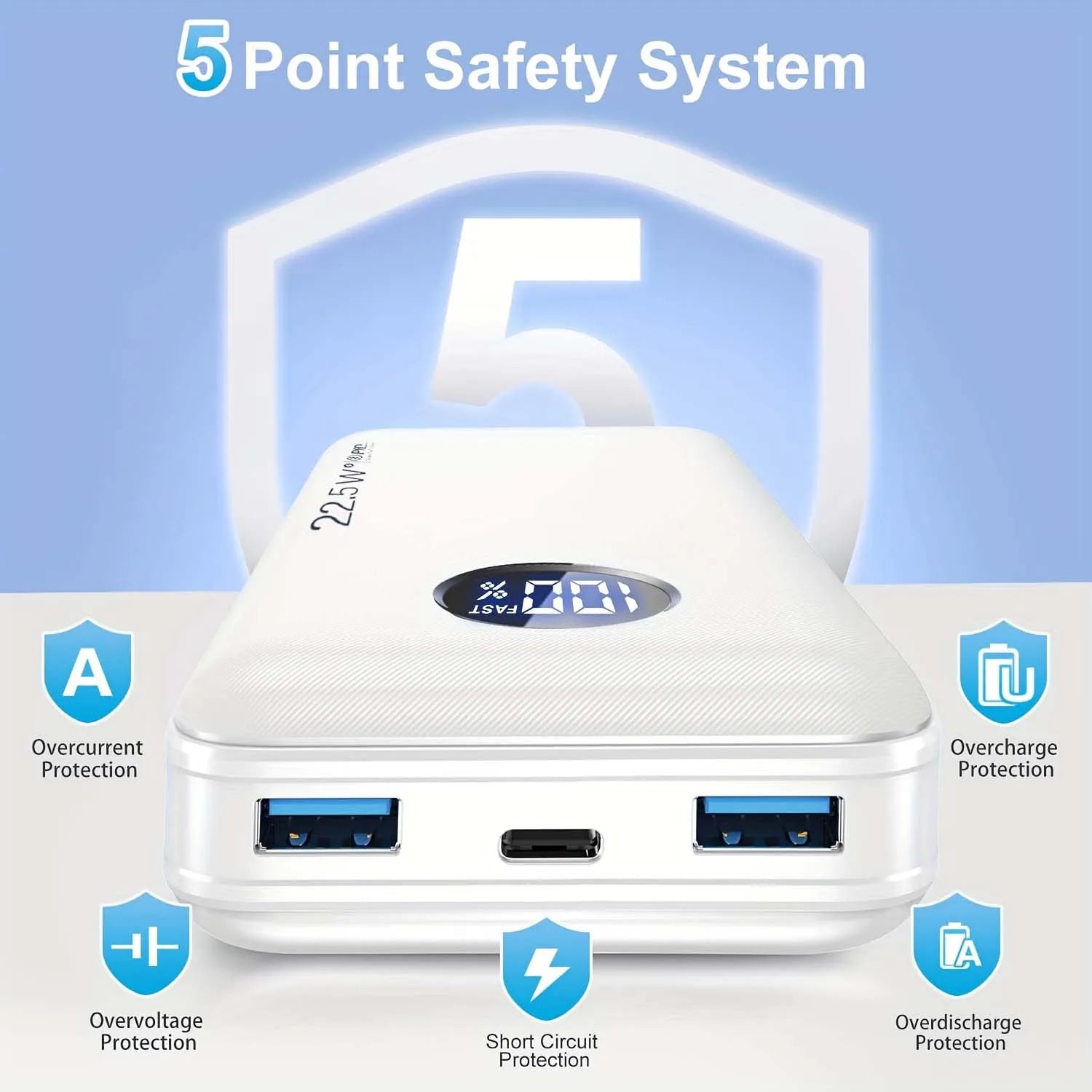 Portable Charger 30000mah Power Bank, USB-C (22.5W) Fast Charging Battery Pack Portable Phone Charger, Faster Charge