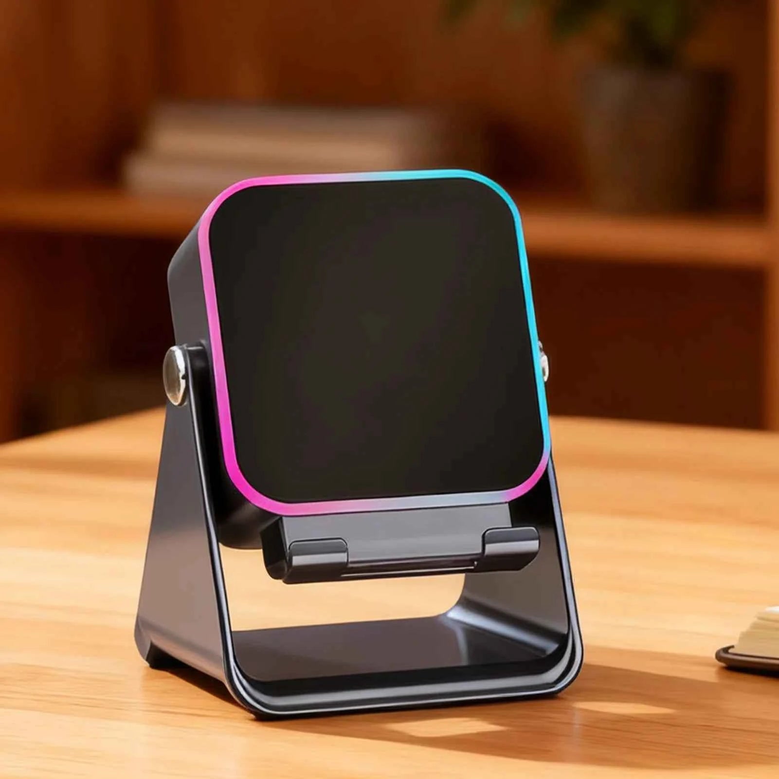 Upgraded Folding Phone Holder With Induction Speaker & Light, 10W Portable Audio Bracket For Desk, Home, Office, Travel Decor