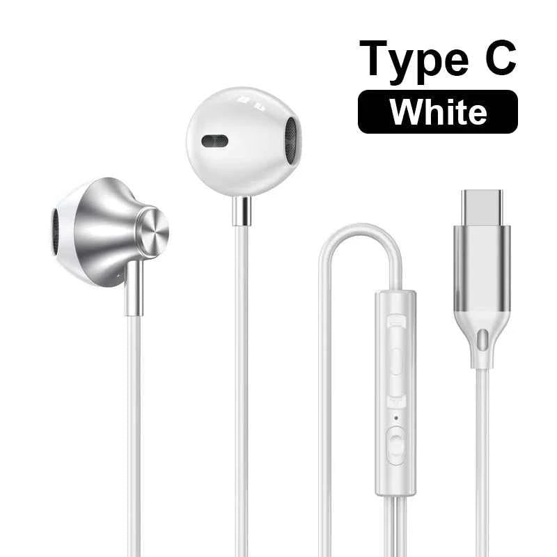 Type C 3.5mm Jack Earphones HiFi Stereoscopic Sound With Mic Wired Headphones Line Control Earbuds For Samsung iPhone 16 Headset