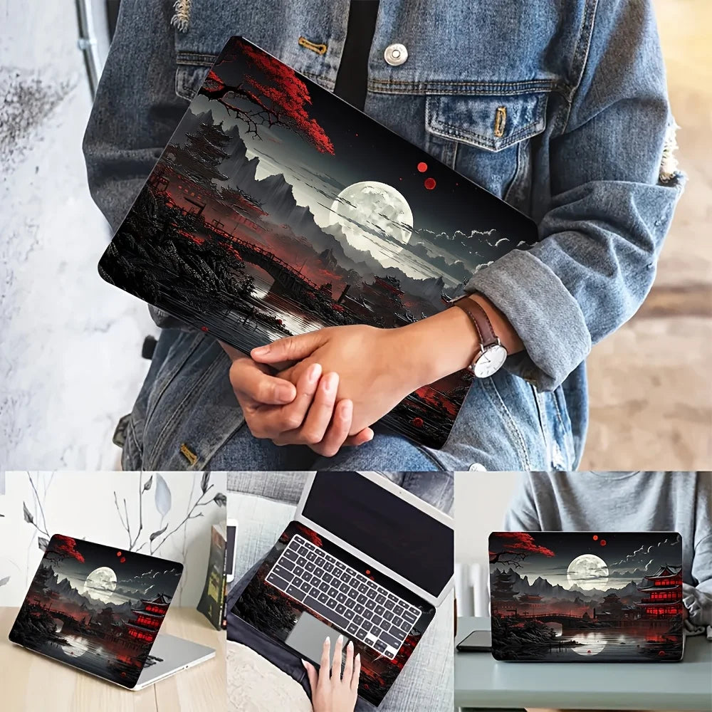 Set of 1 Set of 2 Cartoon Deep Mountain Moon Design Computer Skins, Universal Vinyl Scratch Resistant Stickers for Mac Book and