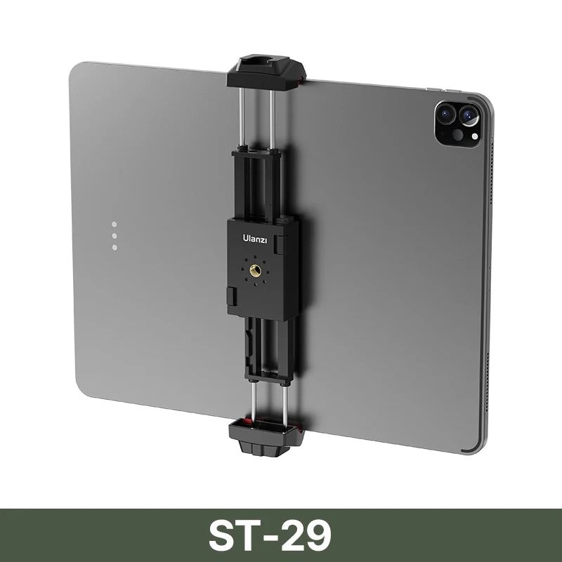 Ulanzi ST-29 Universal Tablet Tripod Mount Stand Phone Holder w Cold Shoe For iPhone 16 15 14 13 12 Horizontal Vertical Shooting
