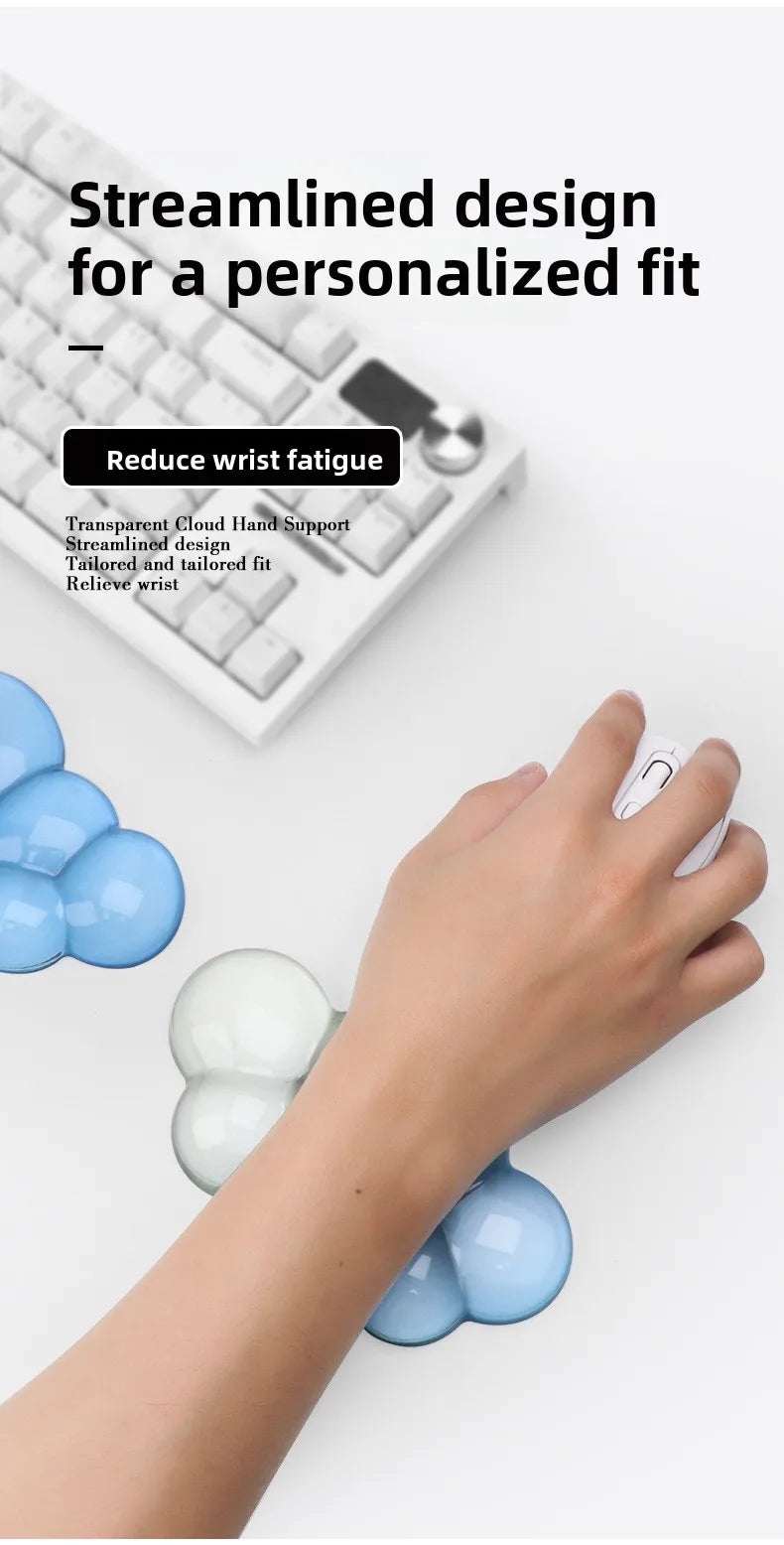 Cloud shaped silicone transparent wristband, mouse pad with wrist rest,non slip keyboard,ergonomic keyboard,mouse pad,wrist rest