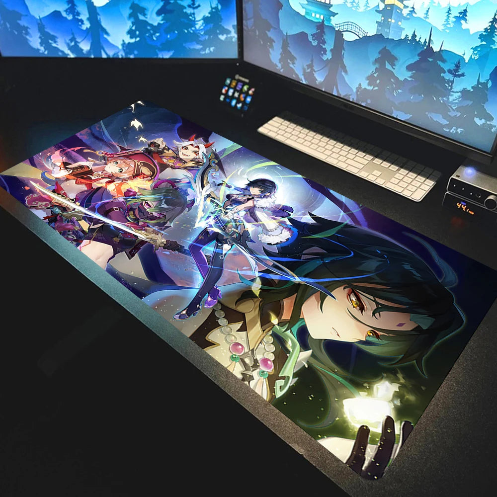 Anime Mousepad Genshin Impact Mouse Pads Gamer Mat Xxl Pc Accessories Desk Protector Keyboard Pads Computer Desks Gaming Mats