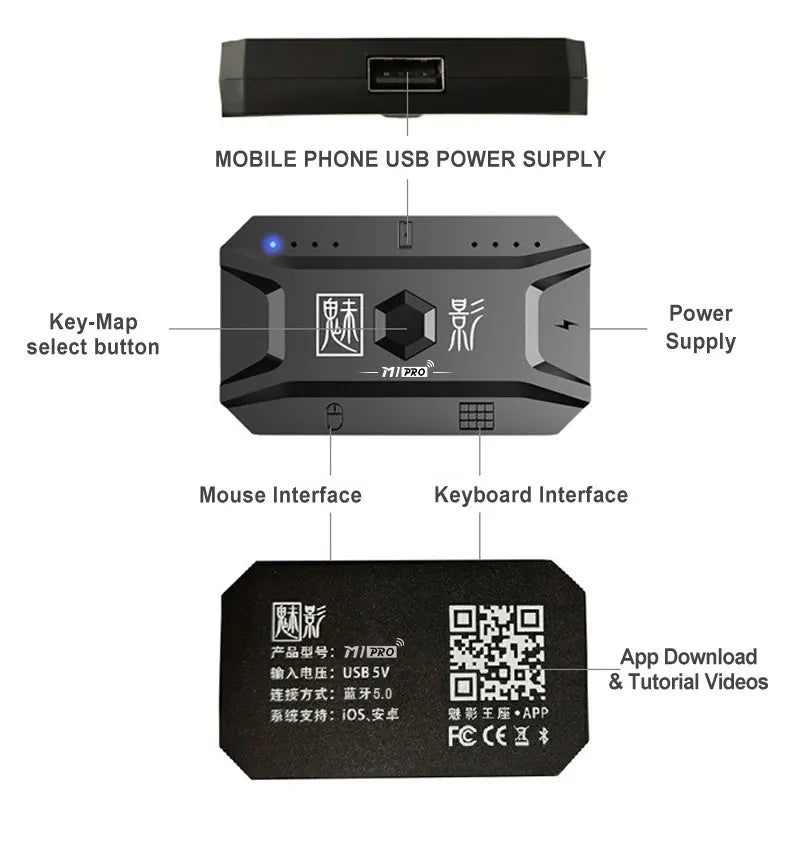 M1 Pro Gamepad Mobile Phone Game Converter Mouse Keyboard Game Controller BT5.0 Programmable Adapter Support iOS Android System