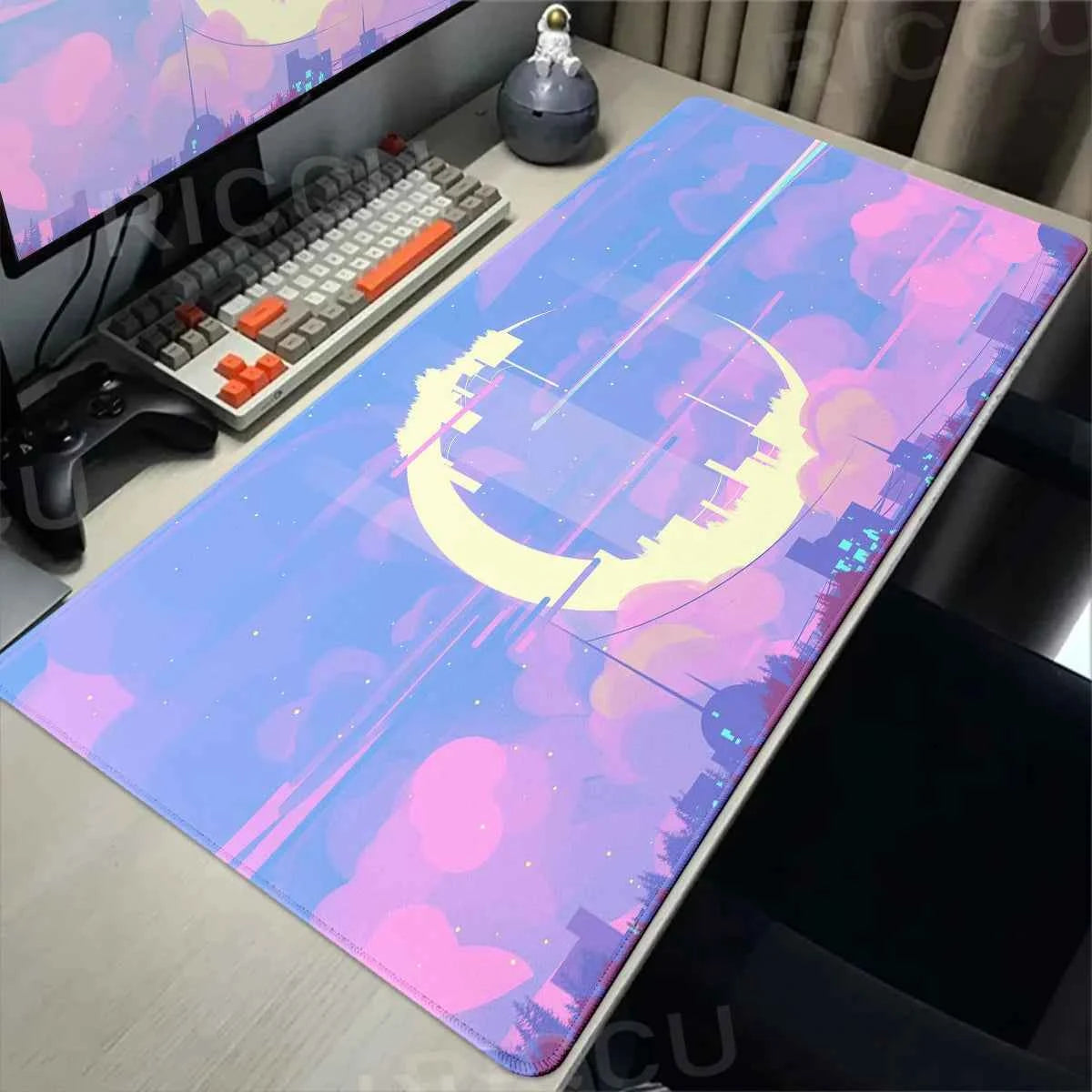 Pink Moon big Mousepad Anime Mouse Pads Gaming Mouse Pad Cartoon Non-Slip Deskmat Keyboard Mat Desk Protector Pc Accessories