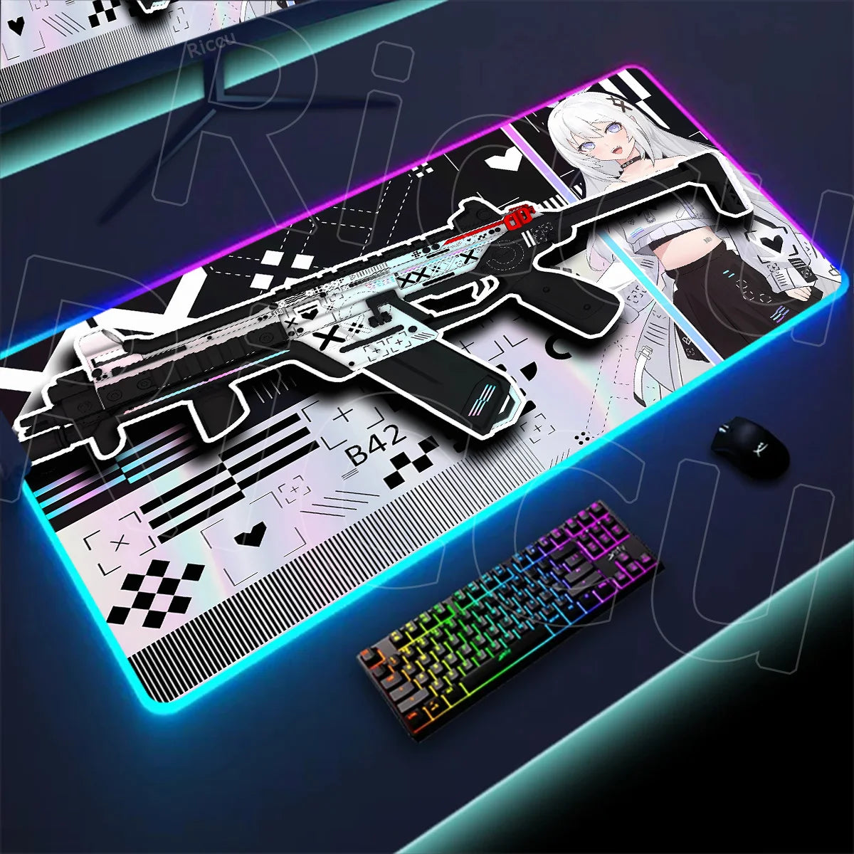 RGB Mousepad Large Size LED Glowing Keyboard Table Pad XXL CsGo Print stream Gaming Mouse Pad Non-slip Rubber Mat With Backlight