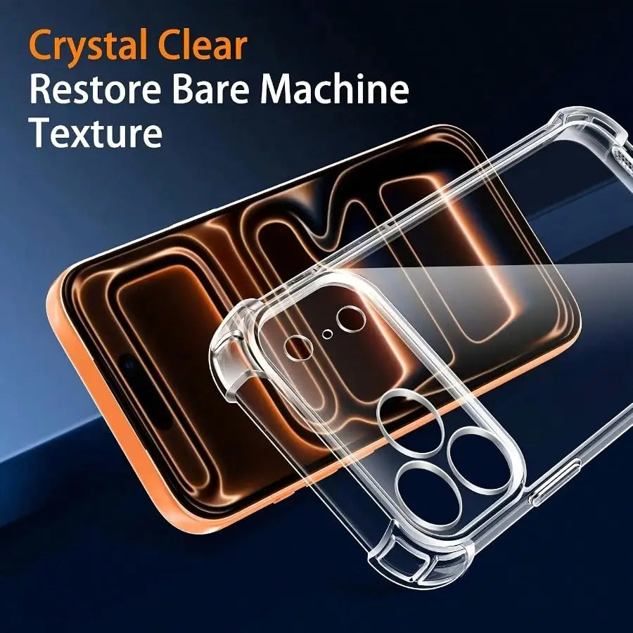Quad-Corner Shock-Resistant Clear Case for iPhone 17 Pro Max/Air/X/16/15/14/13/12/11 – Minimalist Transparent Design