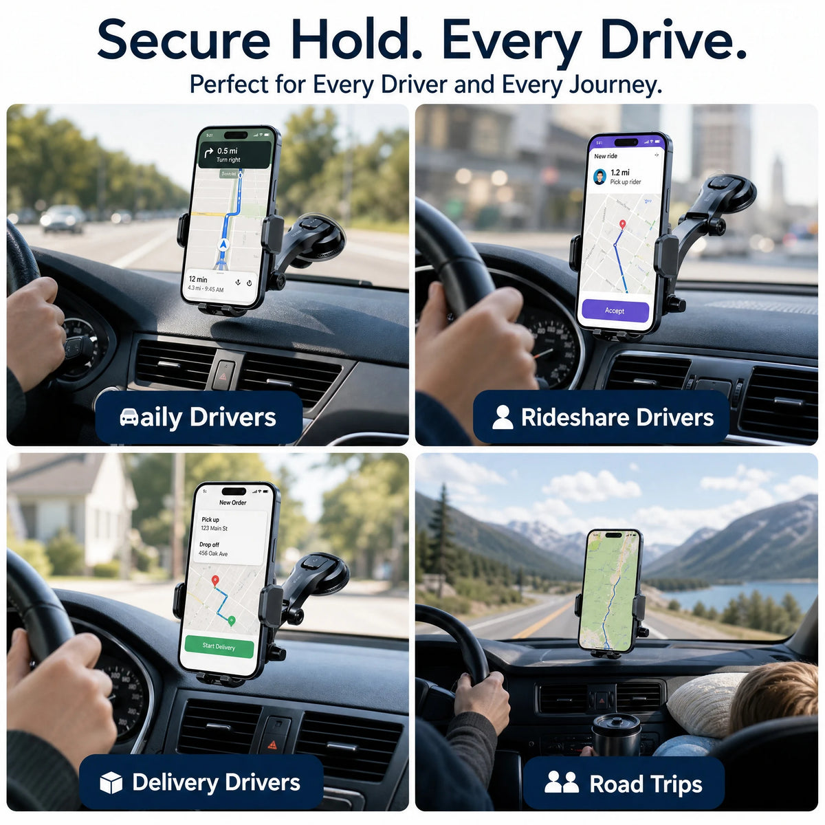 Car Phone Holder – Nano Flexible Silicone, 360° Rotation, Doesn't Block Screen,  Compatible with BlackBerry.