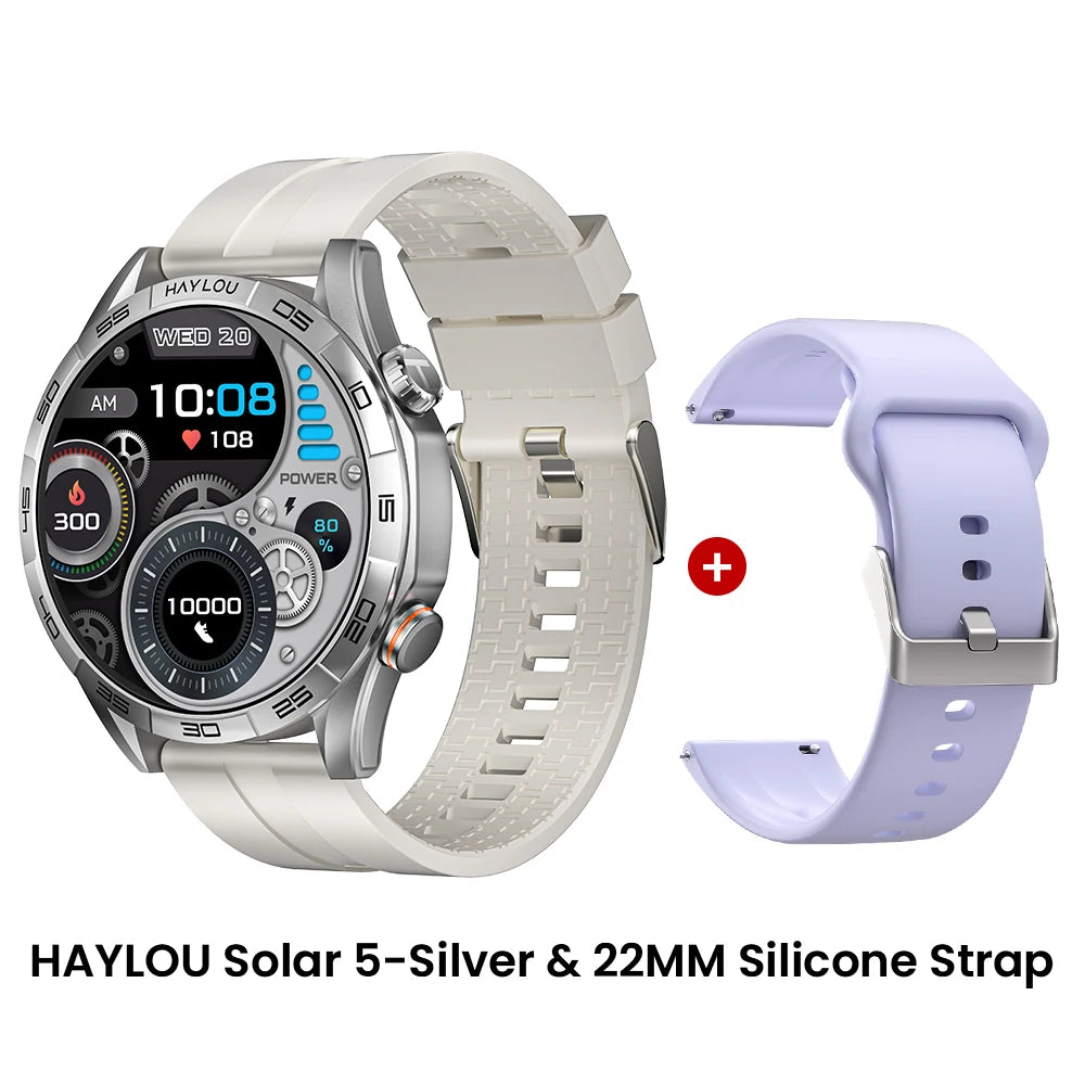 HAYLOU Solar 5 Smartwatch 1.58'' AMOLED Display 60Hz Refresh Rate 24H Health Monitoring Voice Calling 100+ Sports Modes Black/Silver