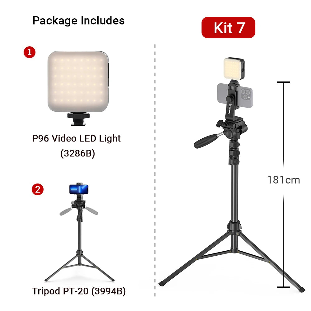 SmallRig P96 LED Video Light  Mini LED Camera Lights 2200mAh 6500k Zoom Photo Video Lighting for Youtube Tiktok Vlog Fill Light