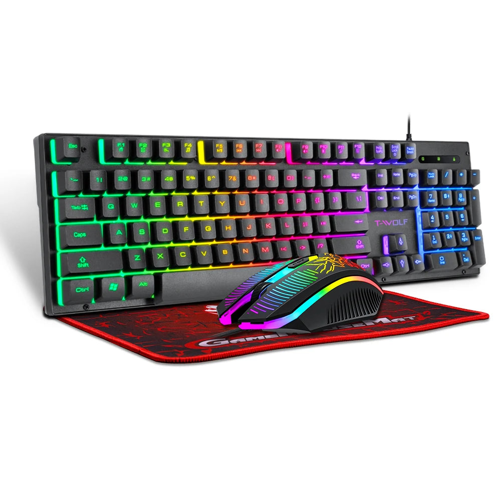 Electronic Sports Set  3 In 1 Wired Backlit Keyboard Gaming Mechanic Kit Waterproof Luminous 104 Key Keyboard Mouse Set 2025 NEW