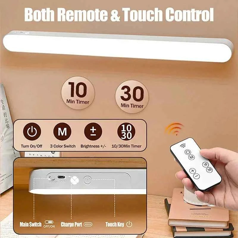 HOMEFISH Eye-care Table Lamp LED Light Bar Rechargeable Wirless Desk Reading Lamp USB Night Light For Bedside Kitchen Cabinet