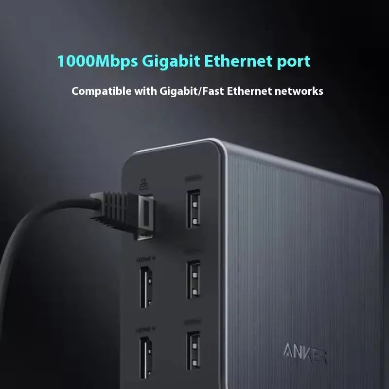 Anker Prime charging 160W 14 in 1 Desktop Charge Docking Station type-C Smart Control Screen Display 10Gbps Dual 4K ThreeScreen