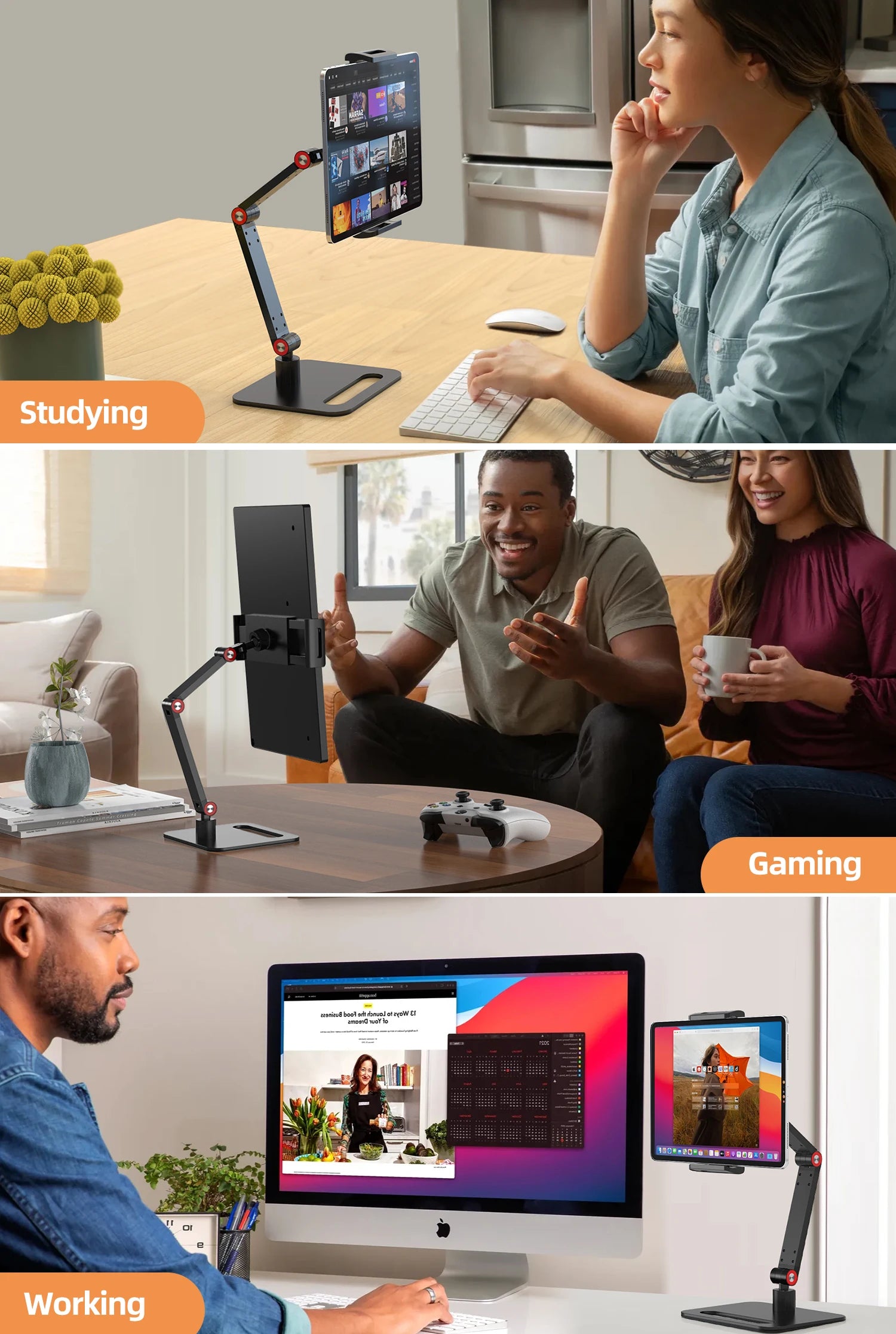 UPERFECT  360° Adjustable Portable Monitor Holder Metal Stand for 4.7-18 Inch Screen No Drilling Vesa Laptop Gaming Expandable