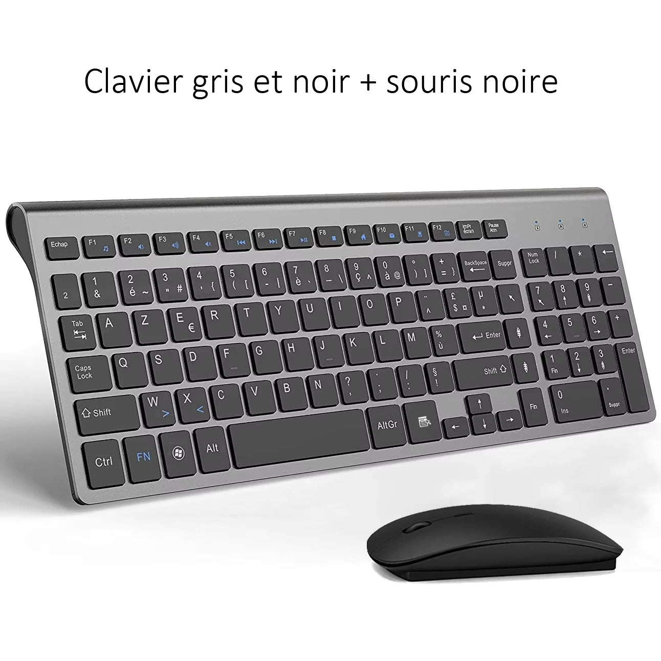 Wireless French Keyboard and Mouse Combo AZERTY Layout 2.4G USB Silent Ultra-Thin Compact Scissor for PC Laptop Desktop Windows