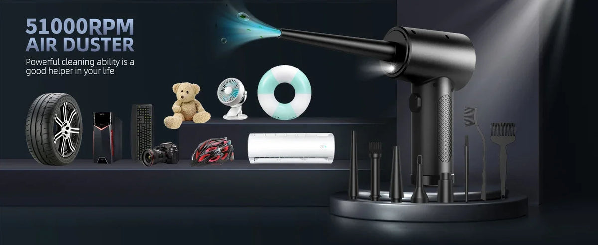 Electric Wireless Air Duster Compressed Air Blower with LED Light for Cleaning Computer Keyboard Camera Car Home