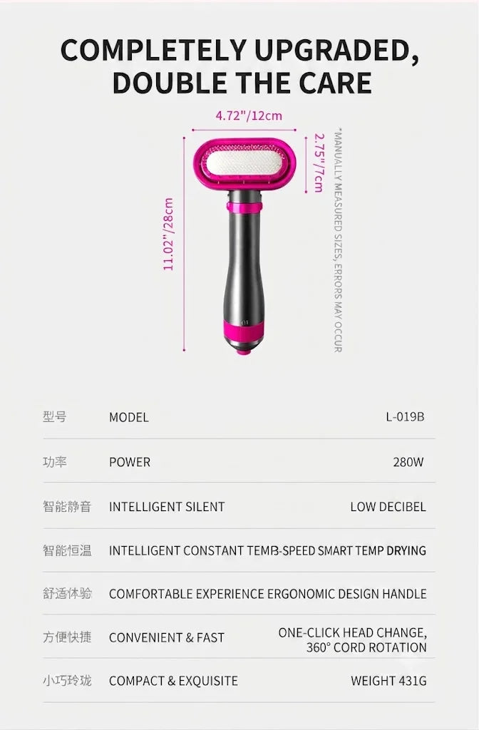 Pet Hair Dryer Dog Grooming Home Pet Products Silent Non-Hurting 280W Drying Hair Dryer Comb for Dog Hair Dryer