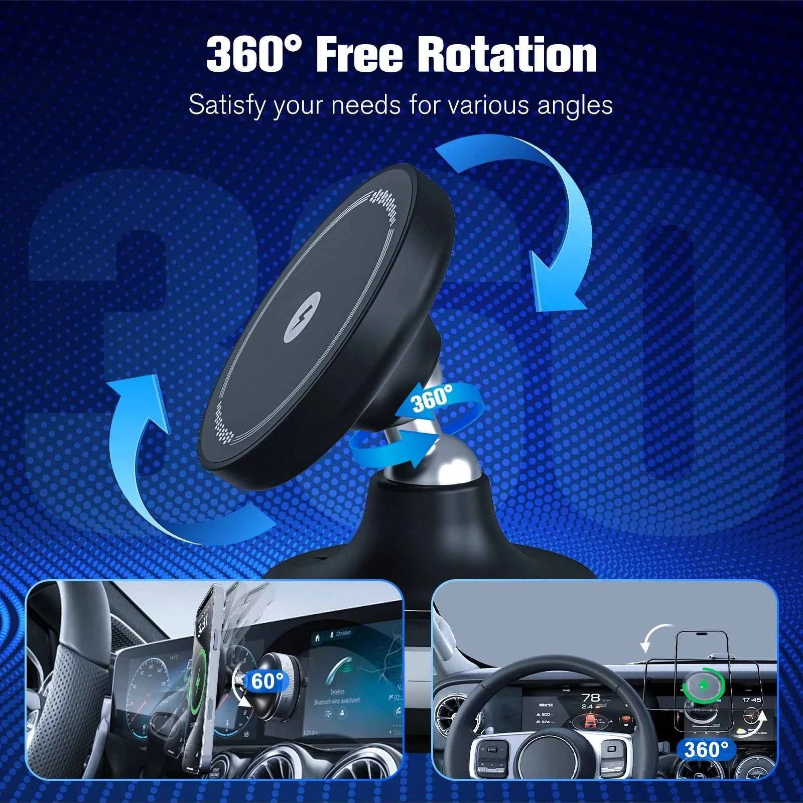 Magnetic Wireless Charger Car Phone Holder Air Vent Clip 15w Fast Charging Adapter Mount For Magsafe iPhone 17 16 15 14 13 12