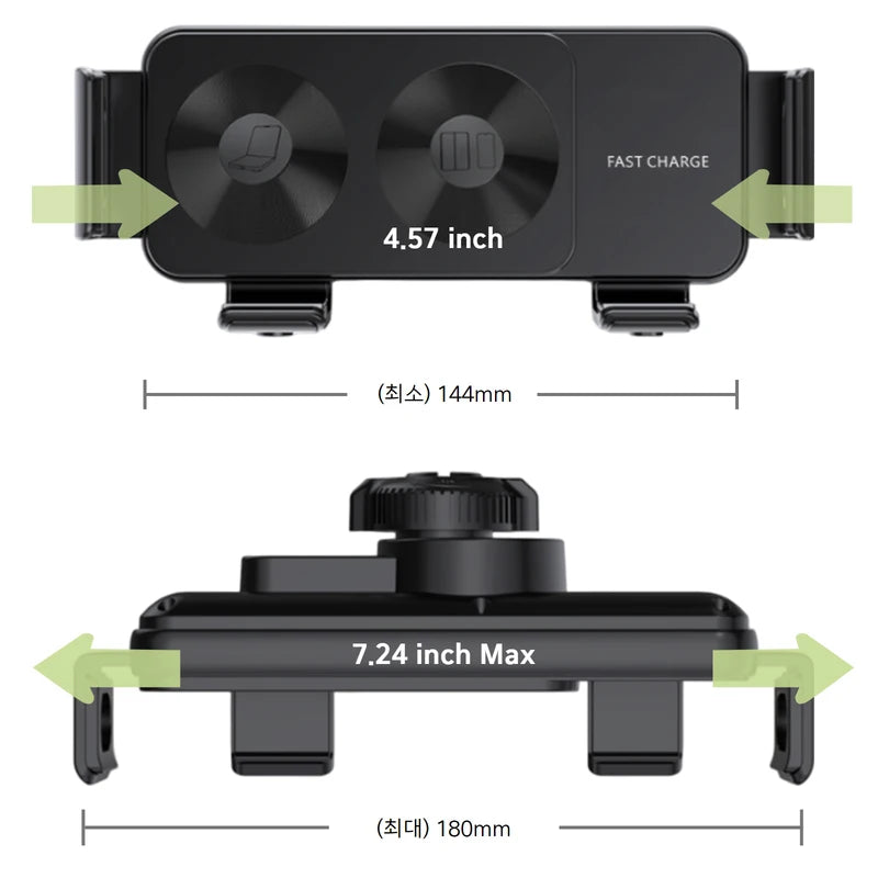 Dual Coil Fold Screen Car Wireless Charger For Samsung Galaxy Z Fold 7 6 5 4 S24 Flip iPhone 17 Pro Max Phone Holder Stand Mount