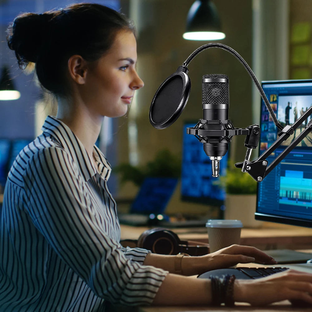 Podcast Equipment Bundle with BM800 Microphone & V8 Sound Card – Complete Recording Kit for Podcasting, Streaming, Gaming & Music Production.