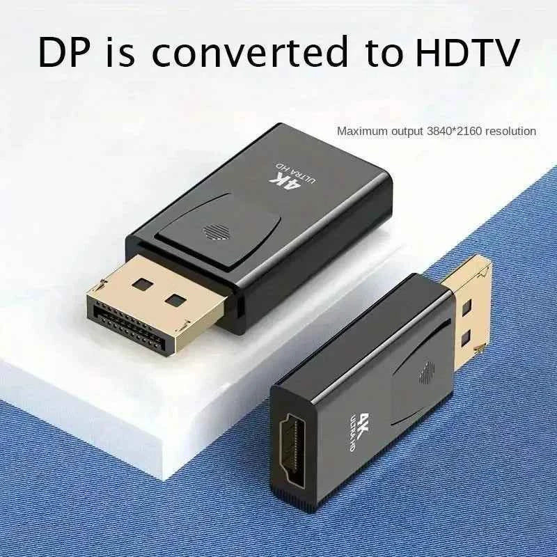 4K DisplayPort To HDMI Adapter DP To HDMI Converter Gold-Plated Connectors Audio Video Sync For PC Laptop PS5 Monitor