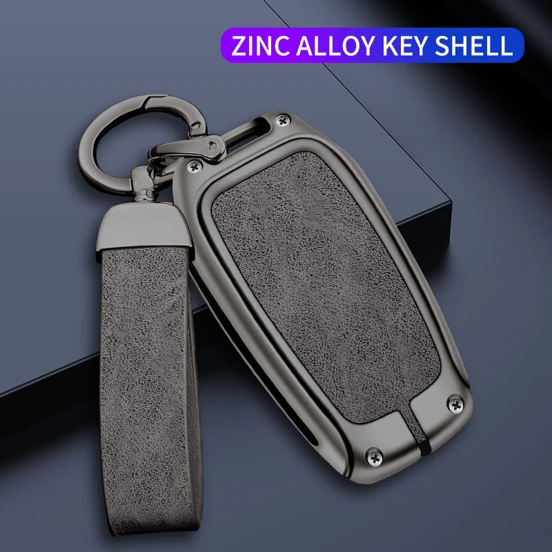 Zinc Alloy Leather Car Key Case Protective Case for Toyota CHR Hilux Fortuner Land Cruiser 200 Camry Corolla Crown RAV4 Highland