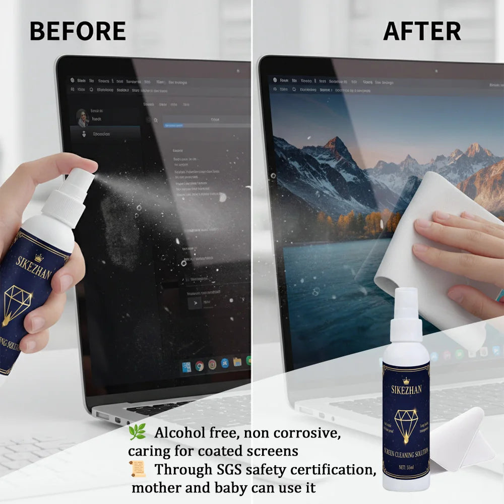 Universal Screen Cleaner Spray Kit with Polishing Cloth for Computer Laptop Monitor TV Phone LCD LED Dust Fingerprint Remover