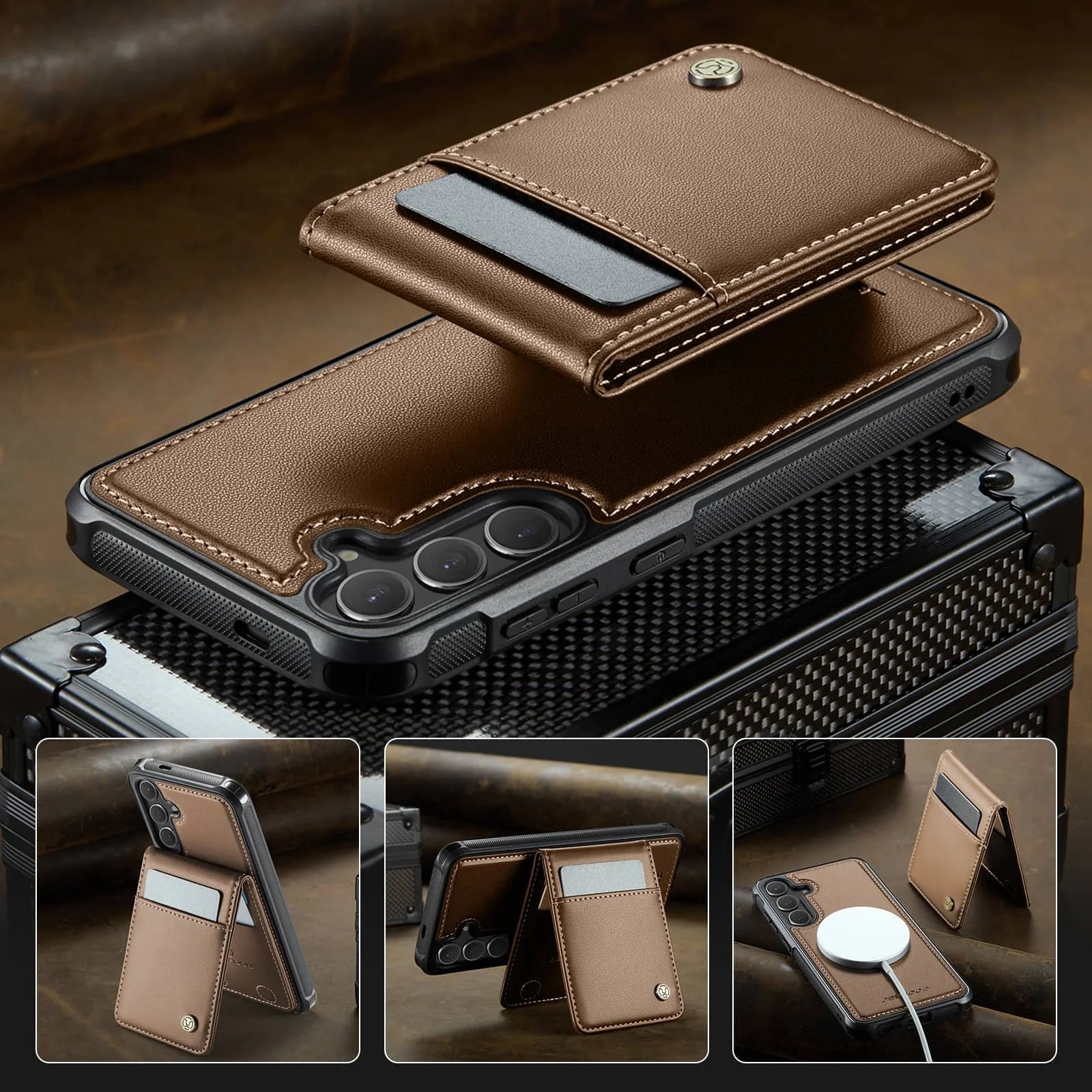 Magnetic 2 in 1 Detachable for Samsung Galaxy S25 S24 Ultra Wallet Case with Card Holder, Magnetic Flip Kickstand Credit Slots