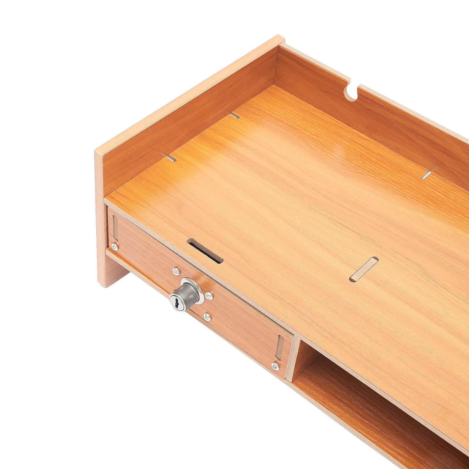 3 Drawers Computer Storage Rack Computer Monitor Stand Office Desktop Organizer Cabinet 2* Keys for Study, Office, Living Room
