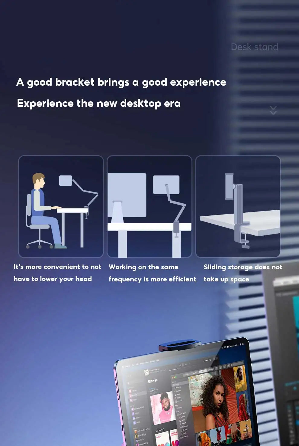 MoZhao Tablet Stand Desktop Support Stand Phone Holder 360° Rotating Folding Aluminum Alloy Office Fixing Magnetic Bracket