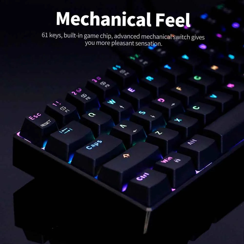 MOTOSPEED CK61 RGB Mechanical Gaming Keyboard OUTMU Red Switches Keyboard 61 Keys Anti-ghosting with Backlight for Gaming Black