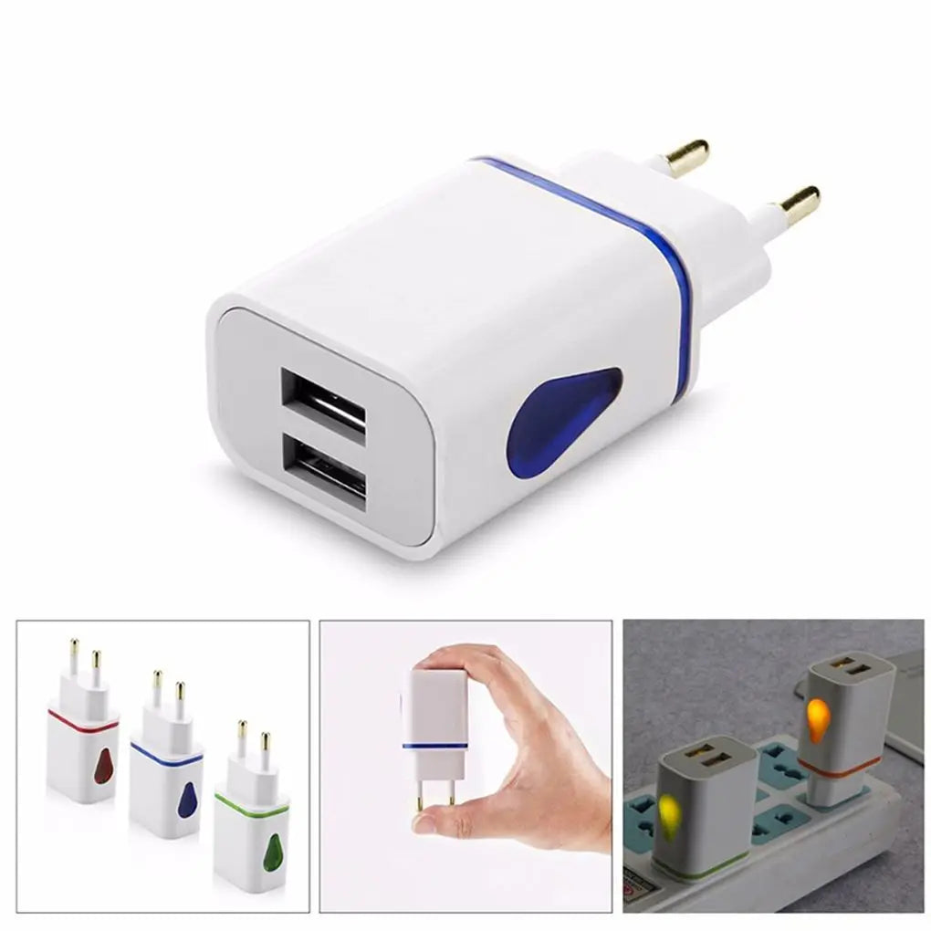 USB Wall Charger for Samsung Xiaomi Dual Port 2A Output Travel Plug Power Adapter Compatible for Phone EU/US Plug