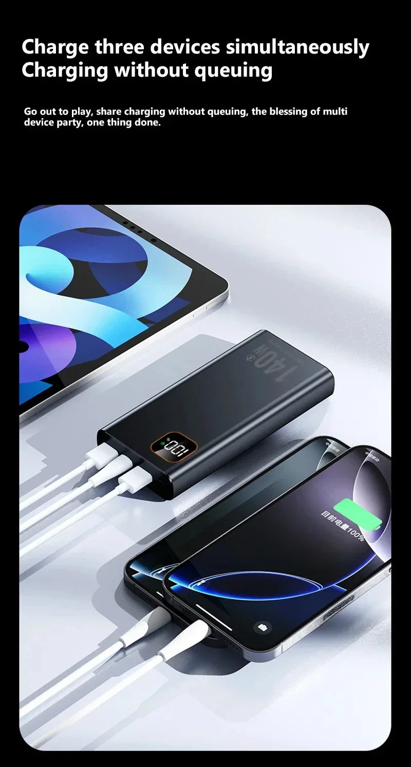 Lenovo 140W 500000mAh Ultra Capacity Junp Starter Super Fast Charging CCC Portable Battery Charger For IPhone Samsung 2026 New